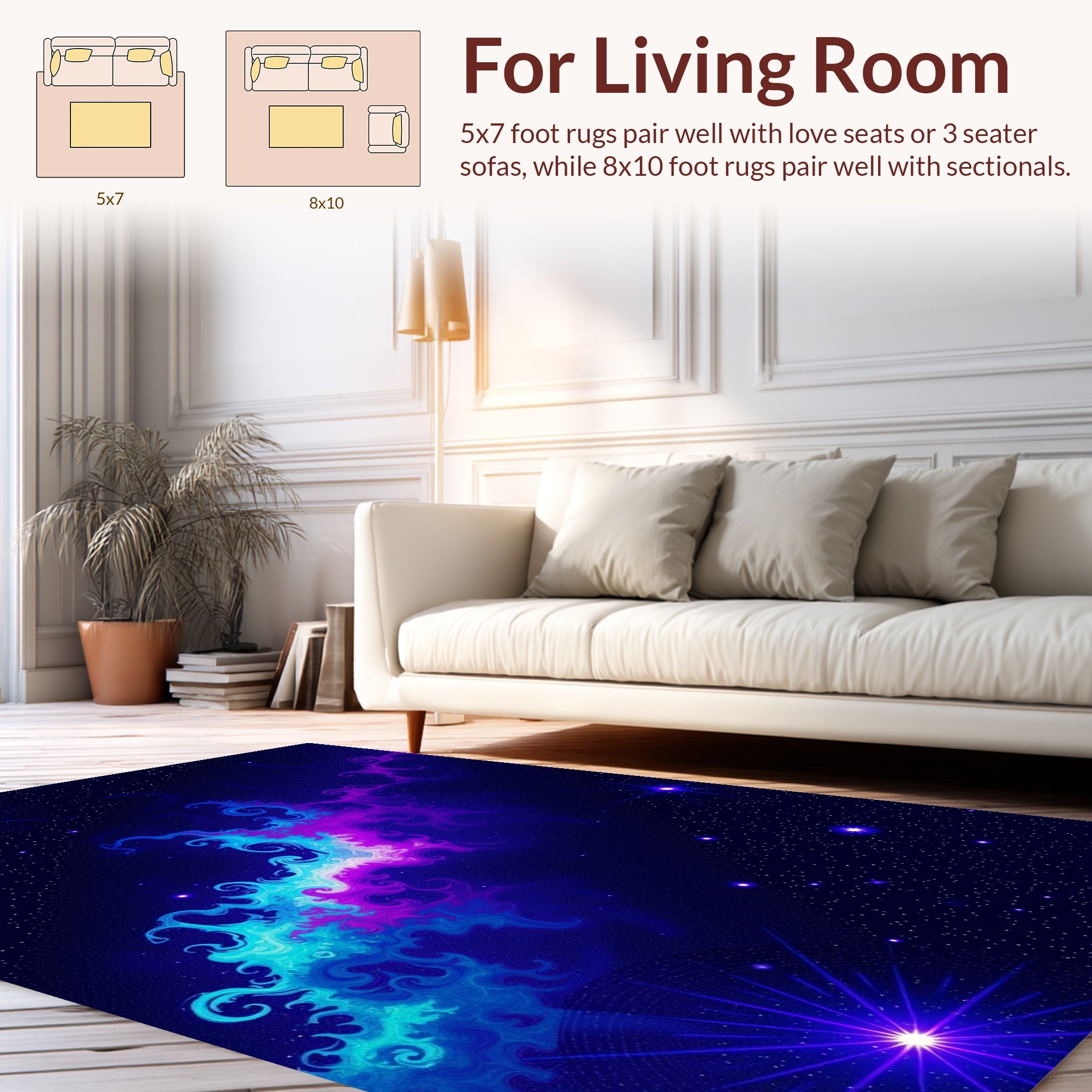 Cosmic Nebula Swirl Galaxy Design Rug