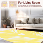 Bold White Abstract Swirl Pattern Rug
