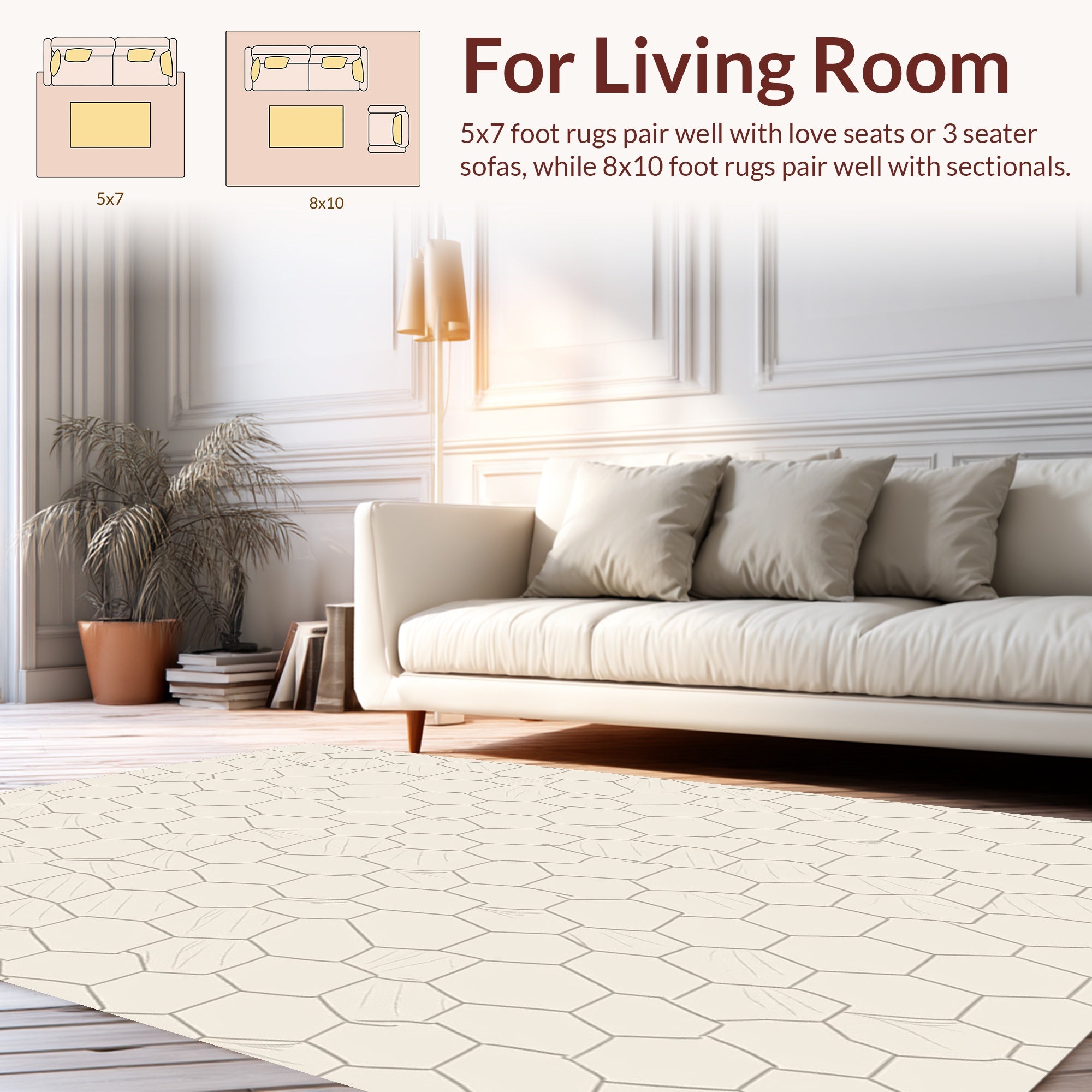 Hexagonal Pattern Abstract Lines Design Rug