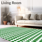 Geometric Pattern Green White Repeat Rug