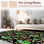 Green Orange Abstract Brushstrokes Pattern Rug