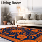 Orangy Floral Vine Traditional Pattern Rug