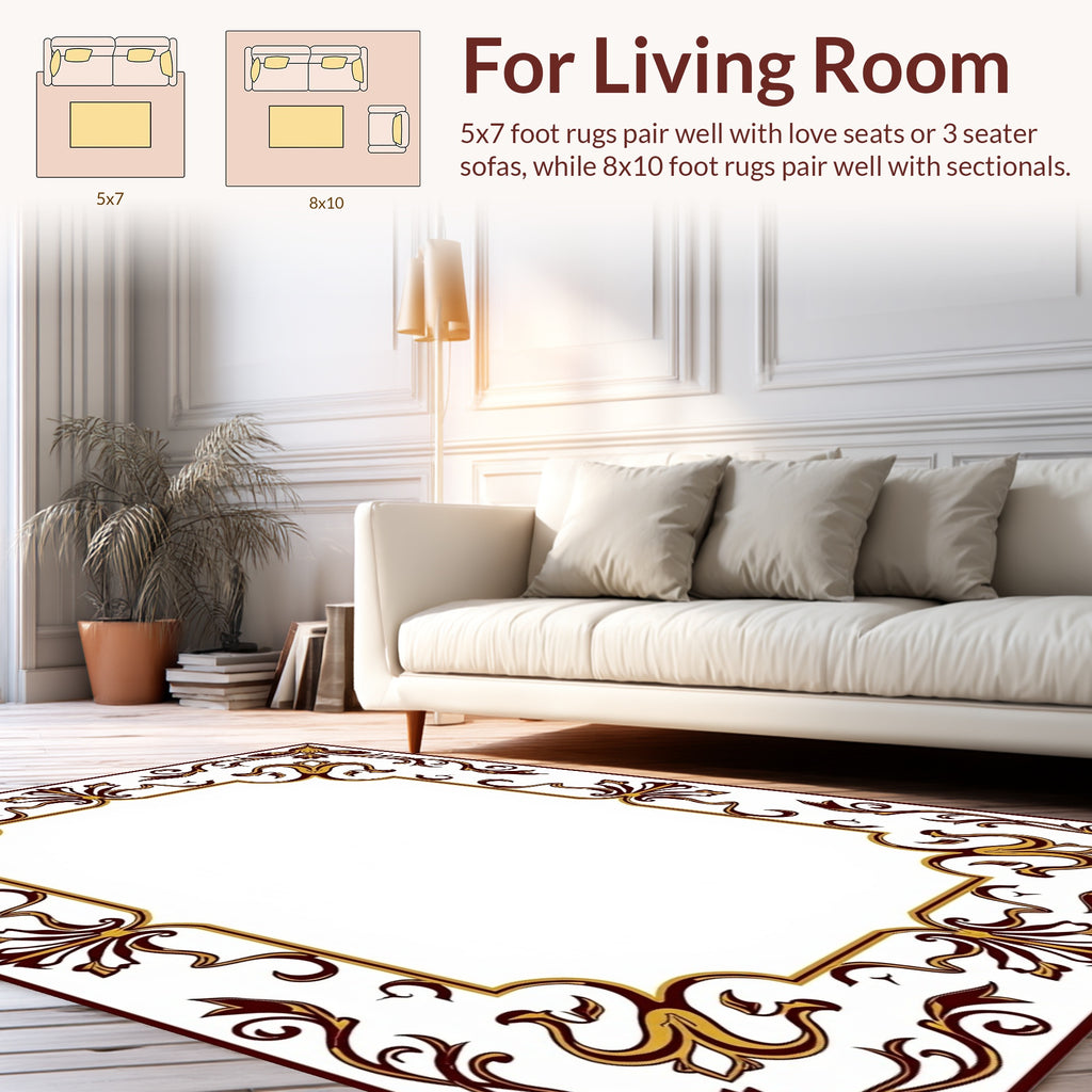 Ornate Flourish Scroll Pattern Rug