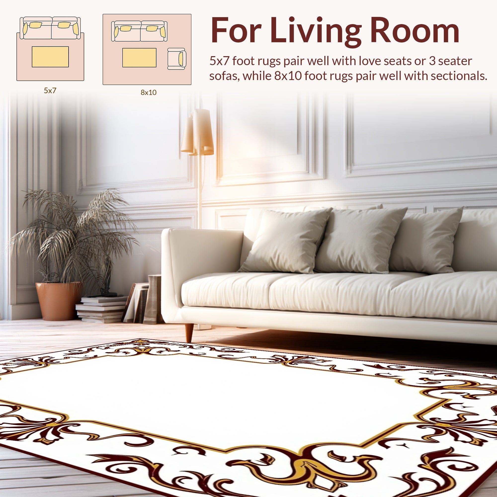 Ornate Flourish Scroll Pattern Rug
