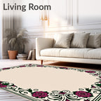 Ornate Floral Swirls Border Rug