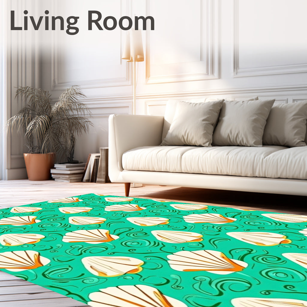 Coastal Seashell Pattern Design Rug