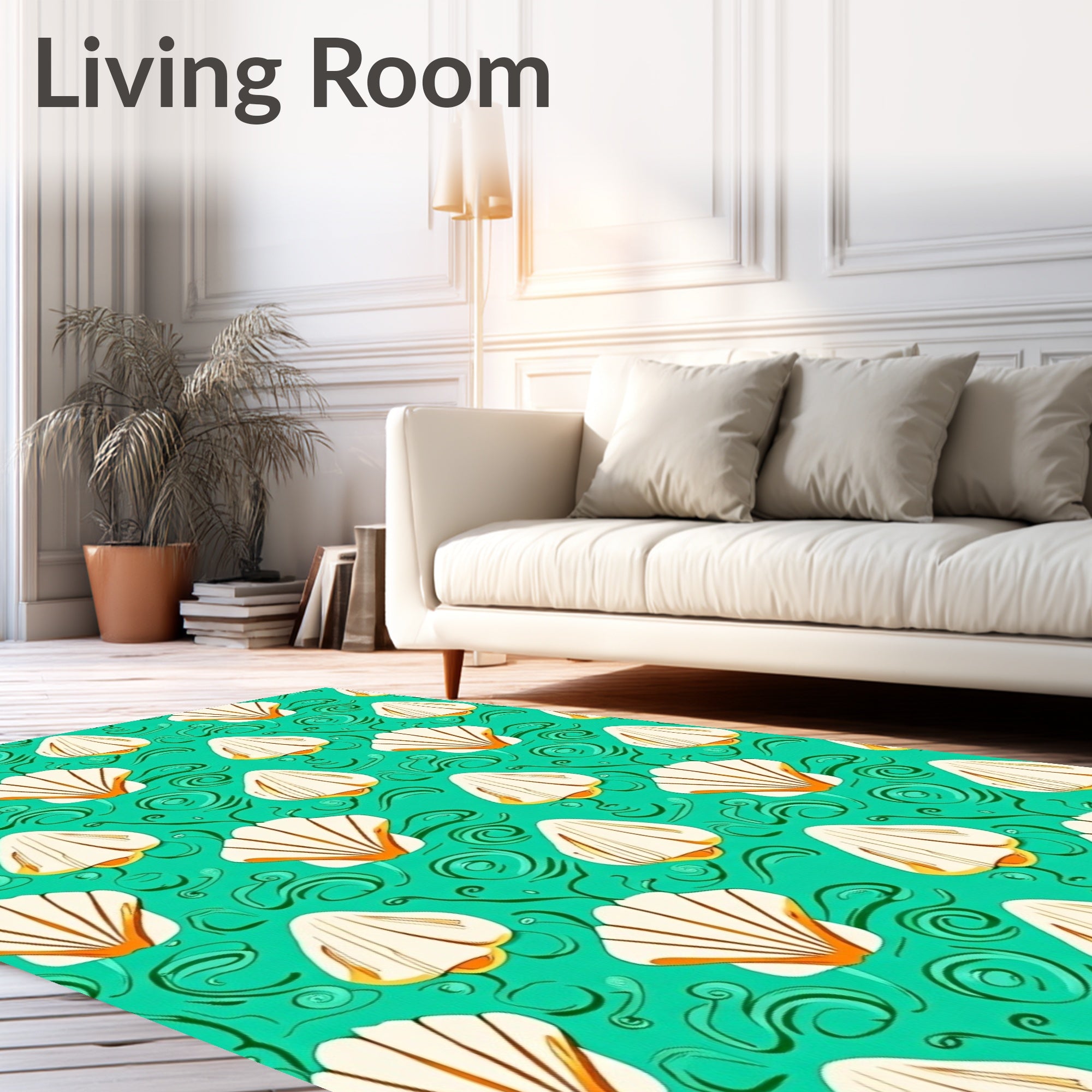 Coastal Seashell Pattern Design Rug