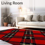 Red Black Classic Plaid Pattern Rug