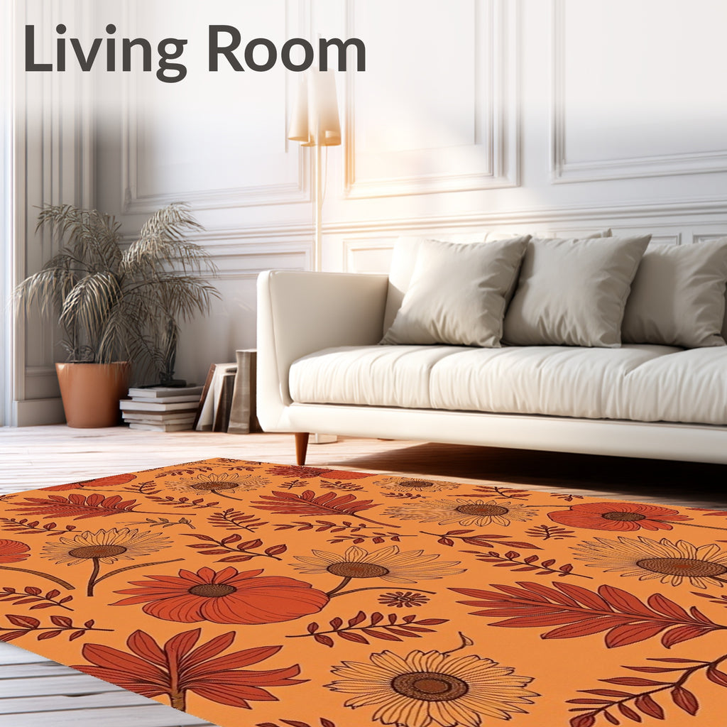 Autumn Floral Pattern with Leaves Rug