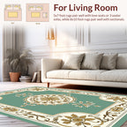 Gold Floral Medallion Green Heritage Rug