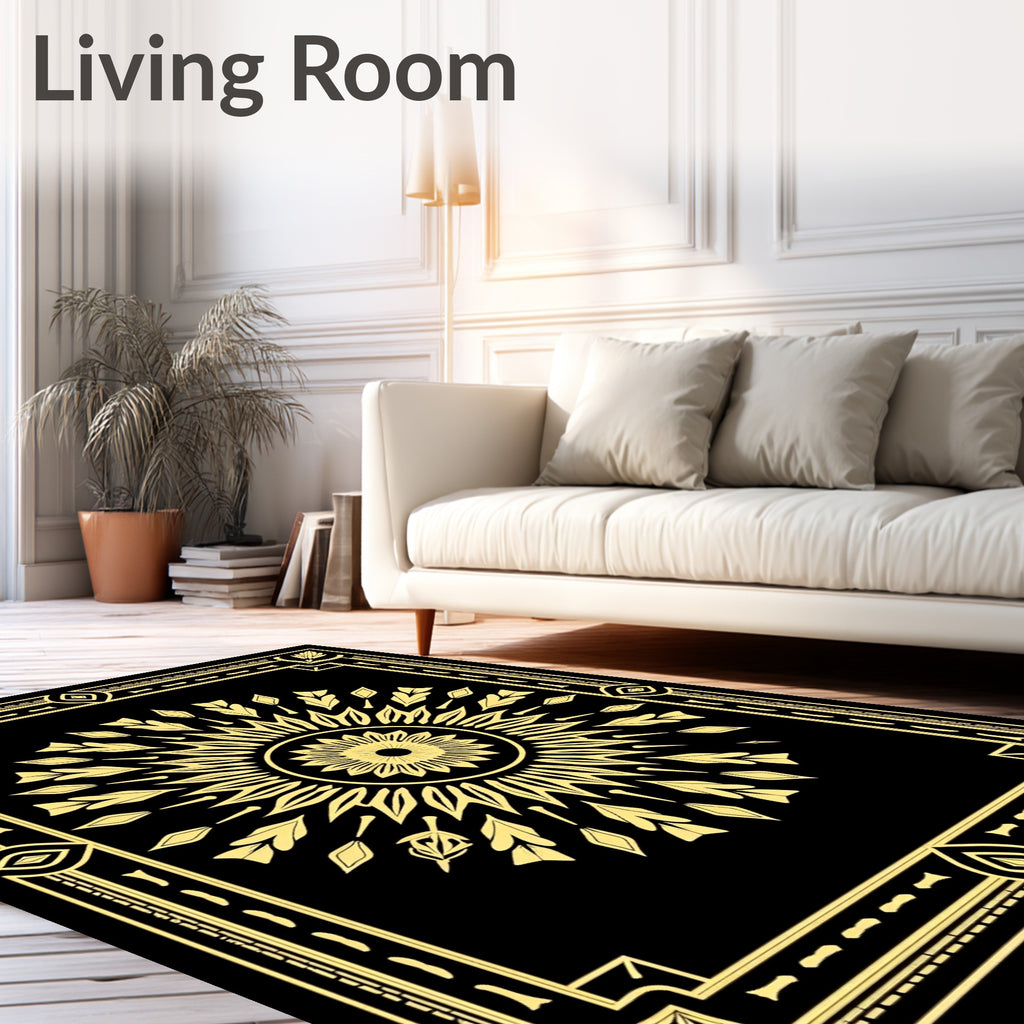 Art Deco Sunburst Geometric Motif Rug