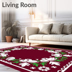 Floral Meadow Border Pattern Rug