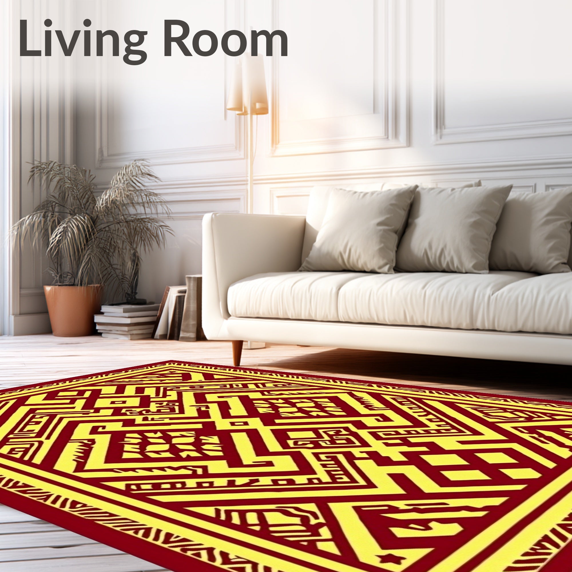 Bold Geometric Maze Pattern Design Rug