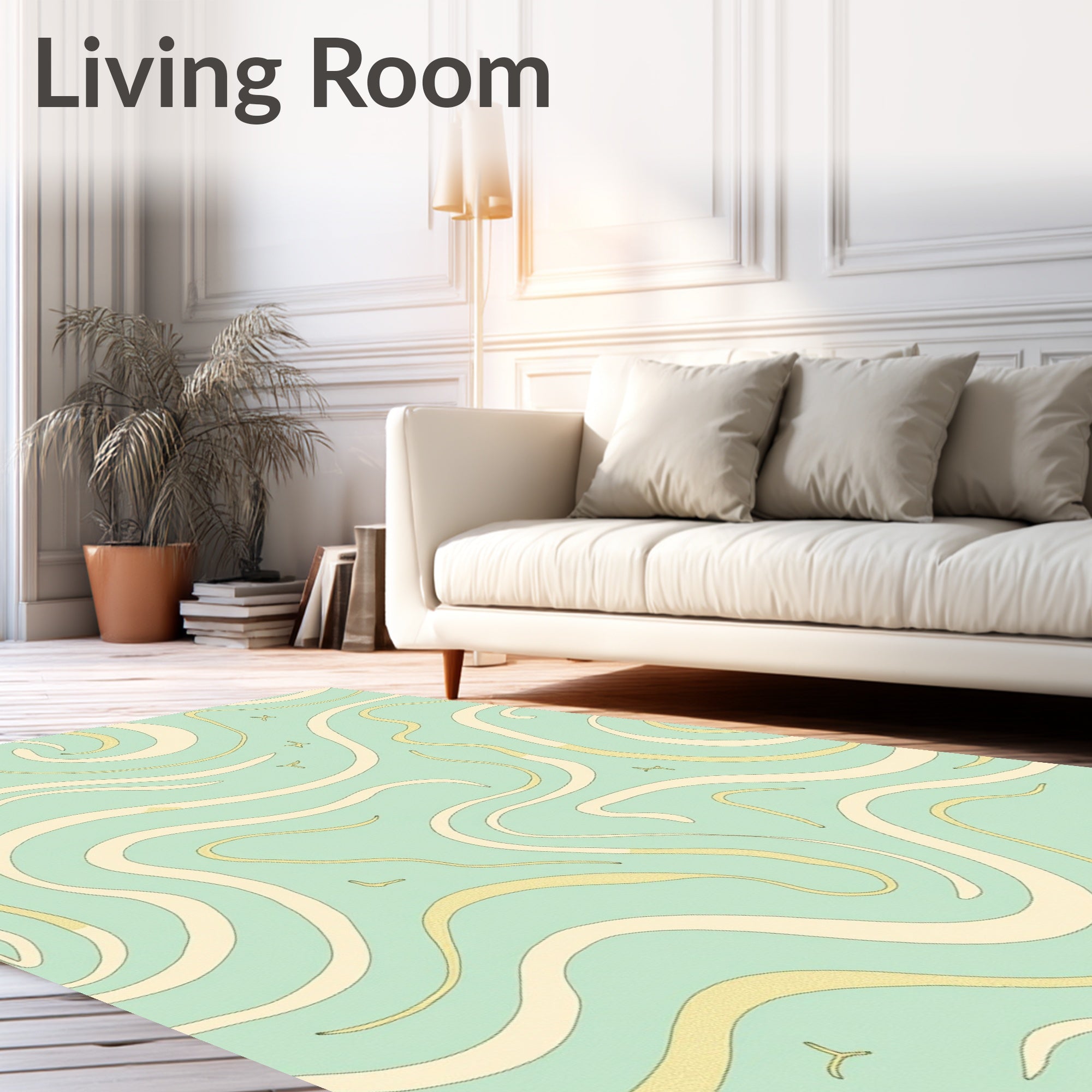 Aqua Waves Abstract Pattern Rug