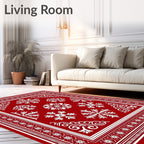 Red Floral Snowflakes Pattern Rug