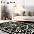 Monochrome Mandala Floral Design Rug