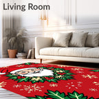 Festive Santa Claus Holly Pattern Rug