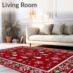 Festive Gnome And Snowflake Pattern Rug