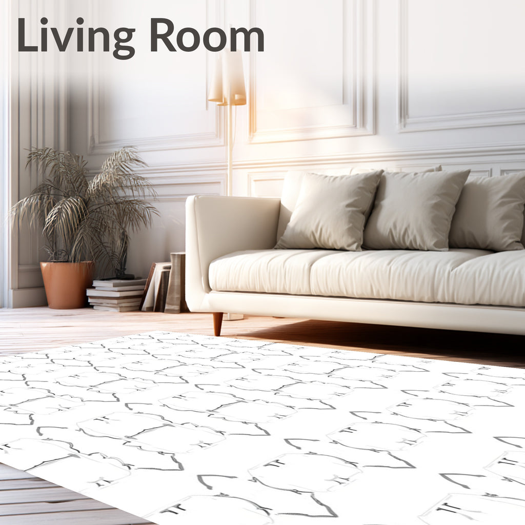 Monochromatic Abstract Geometric Pattern Rug