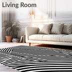 Black White Geometric Optical Illusion Rug