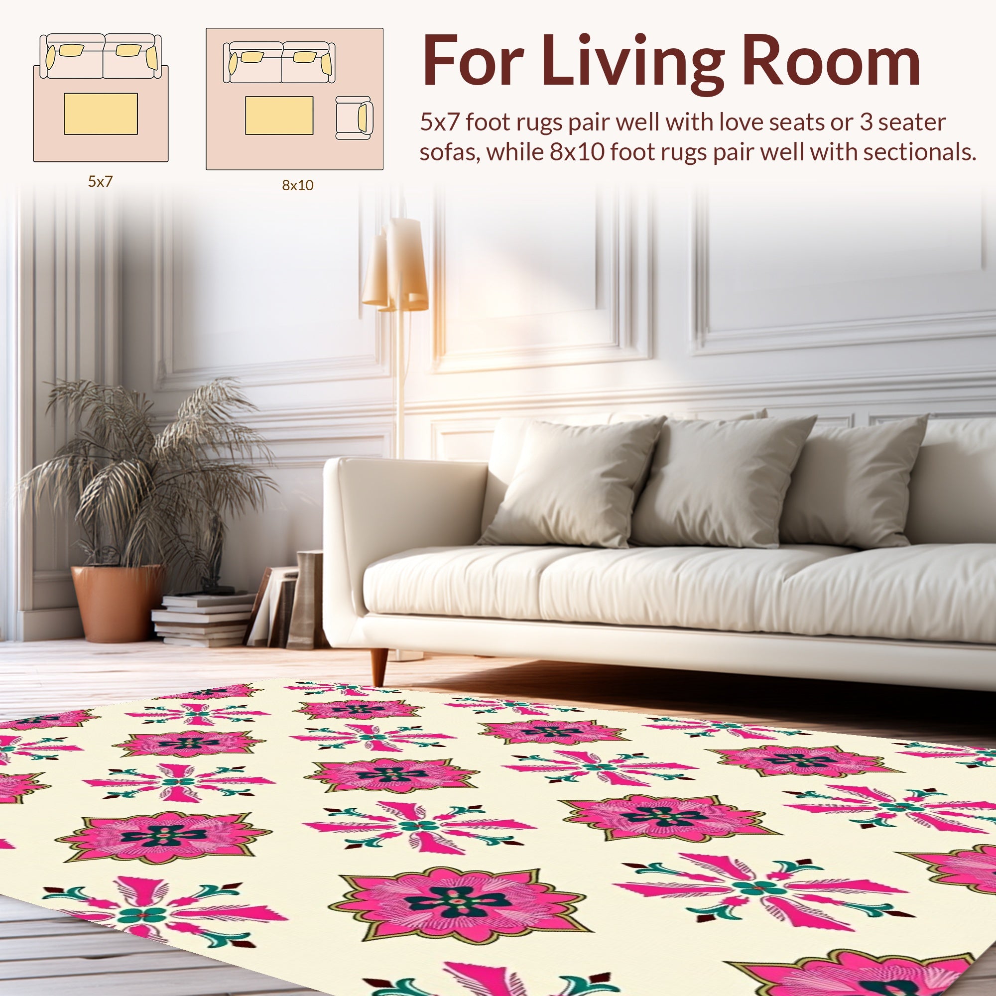 Fuchsia Floral Medallions Pattern Rug