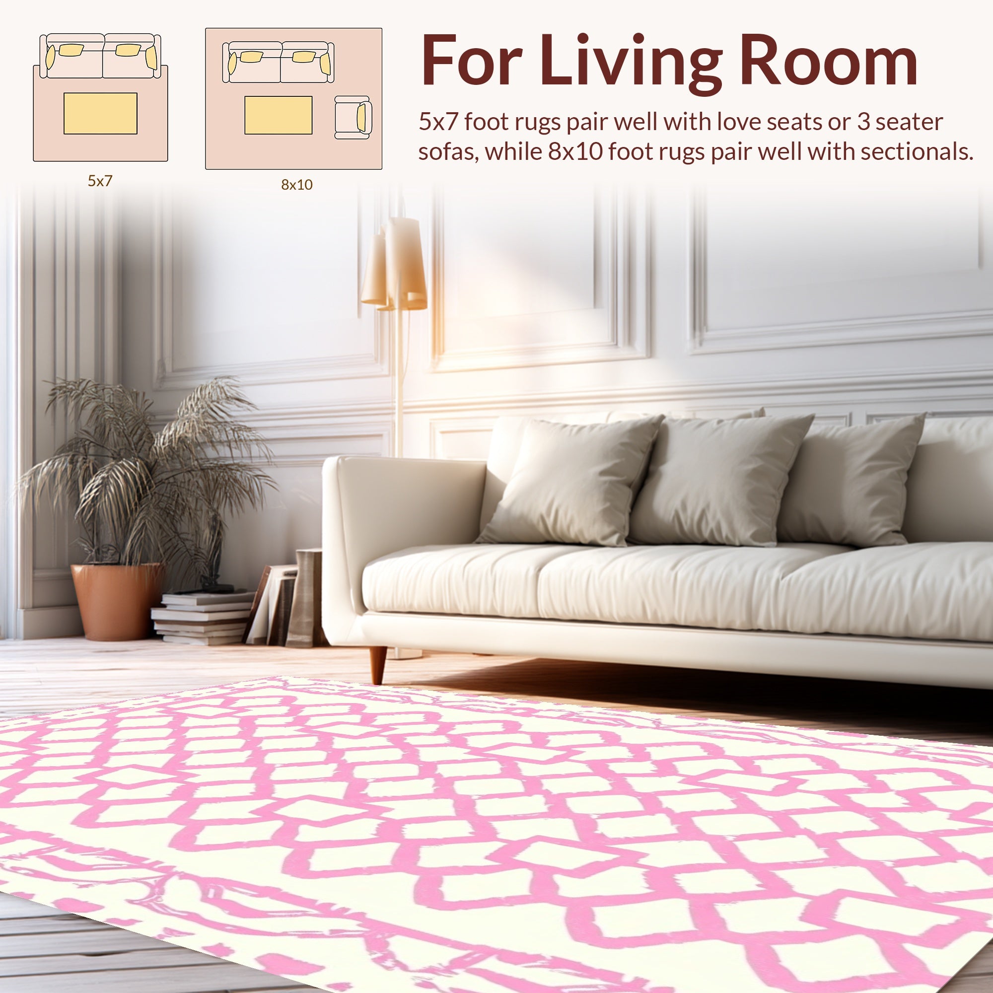 Pink Geometric Lattice Pattern Rug