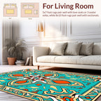 Turquoise Orange Geometric Art Deco Rug