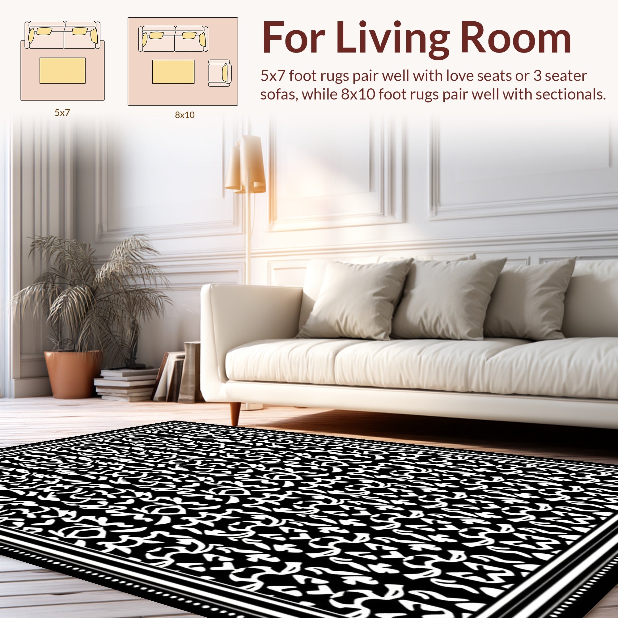 Bold Black White Abstract Pattern Rug