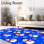 Charming Snowman And Snowflake Print Rug