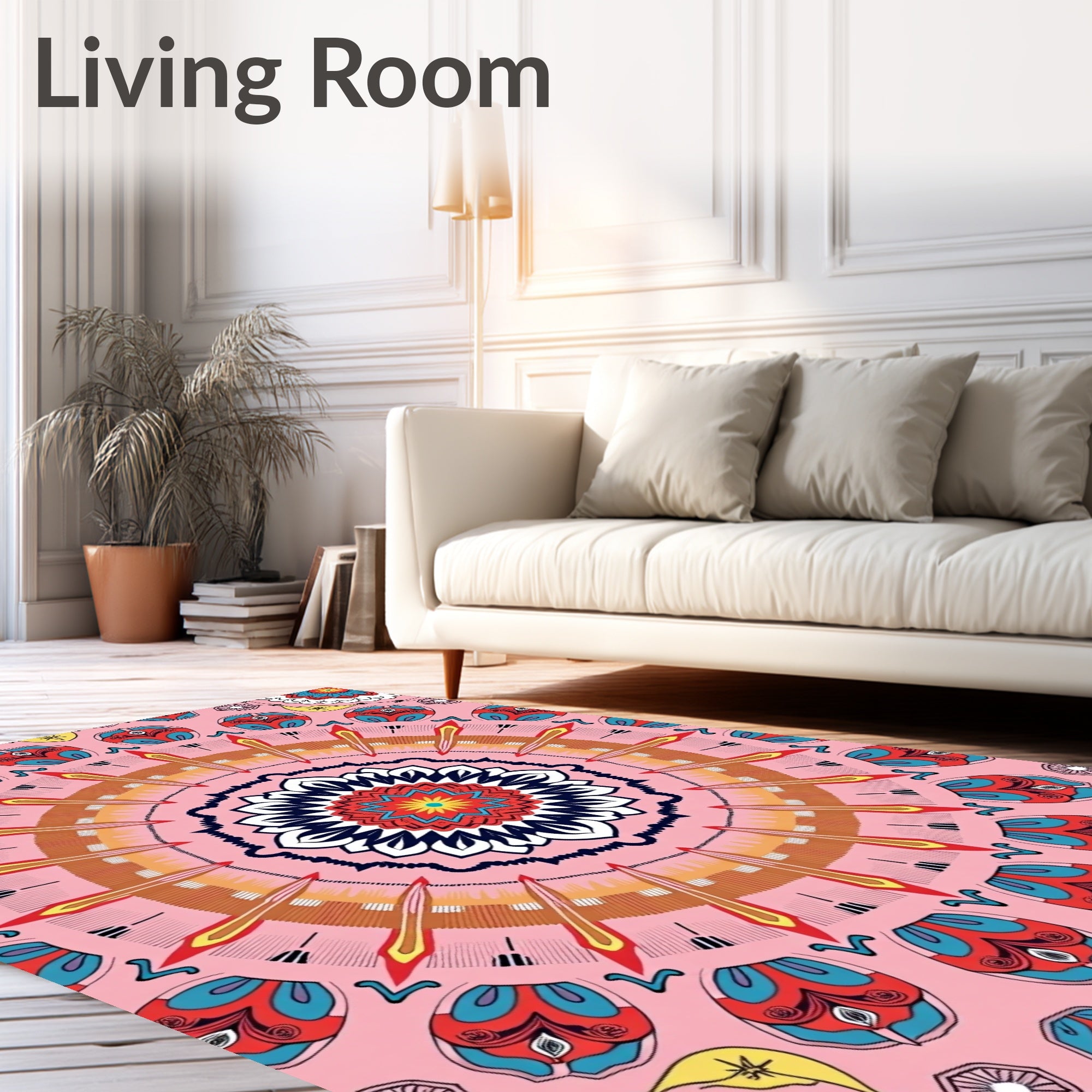 Vibrant Radial Floral Pattern Rug