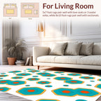Geometric Abstract Teal Orange Shapes Rug