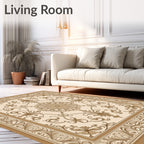 Ornamental Floral Medallion Scroll Design Rug