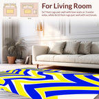 Bold Blue Yellow Wavy Pattern Rug