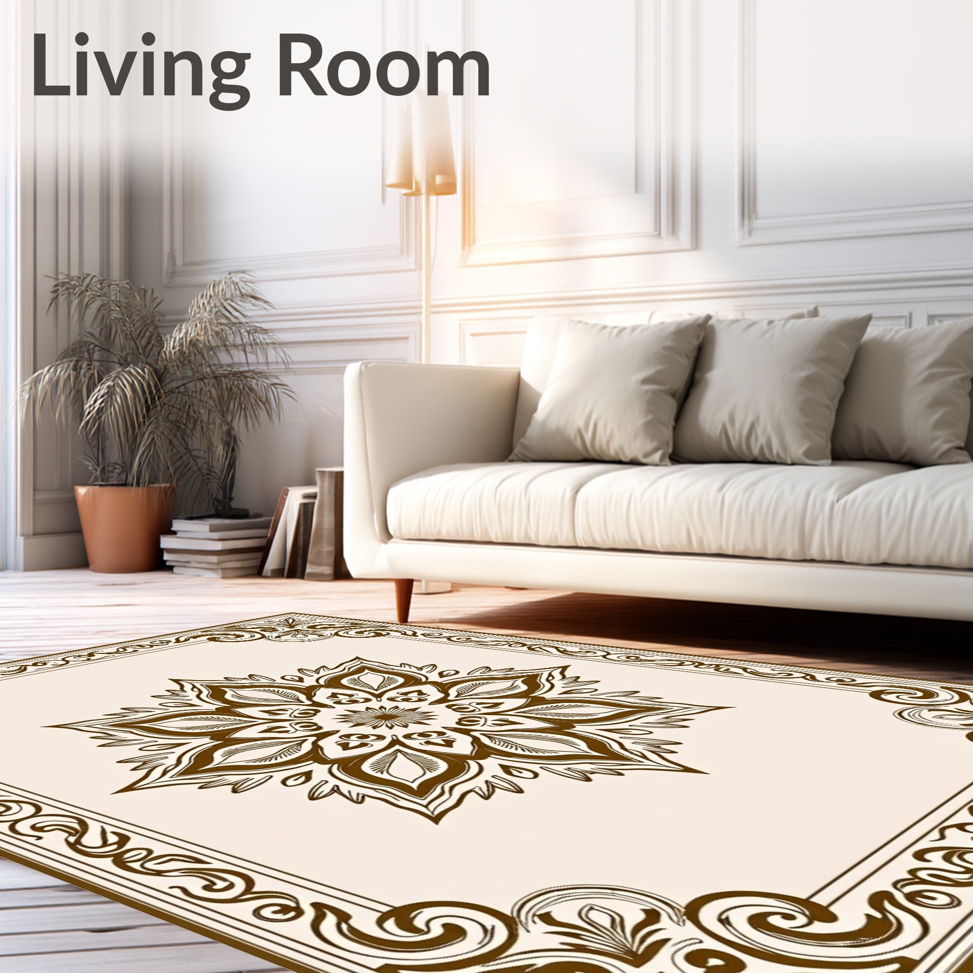 Ornate Mandala Decorative Frame Design Rug
