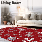Red Snowflake Pattern Rug