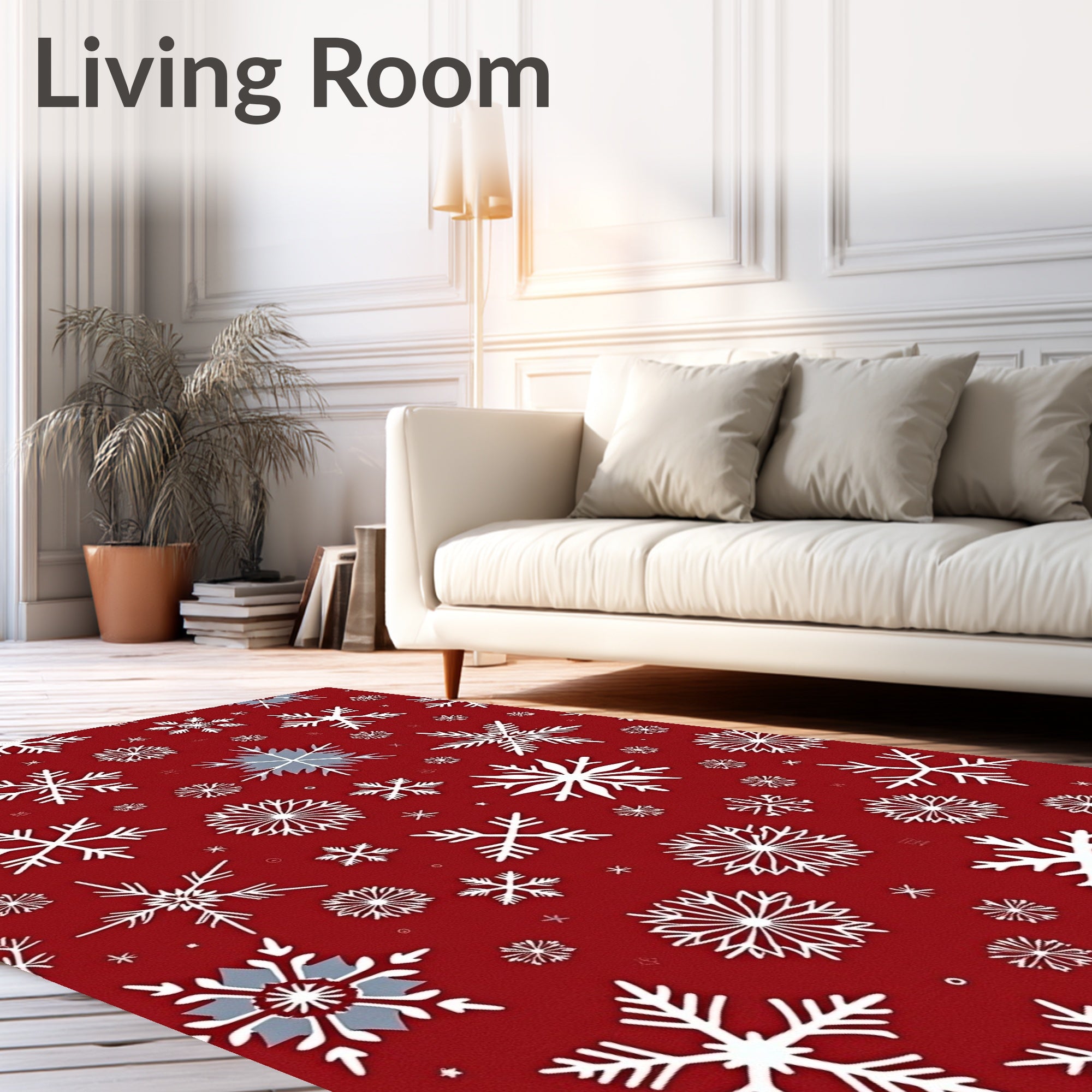 Red Snowflake Pattern Rug