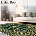 Ornate Gold Floral Swirl Pattern Rug