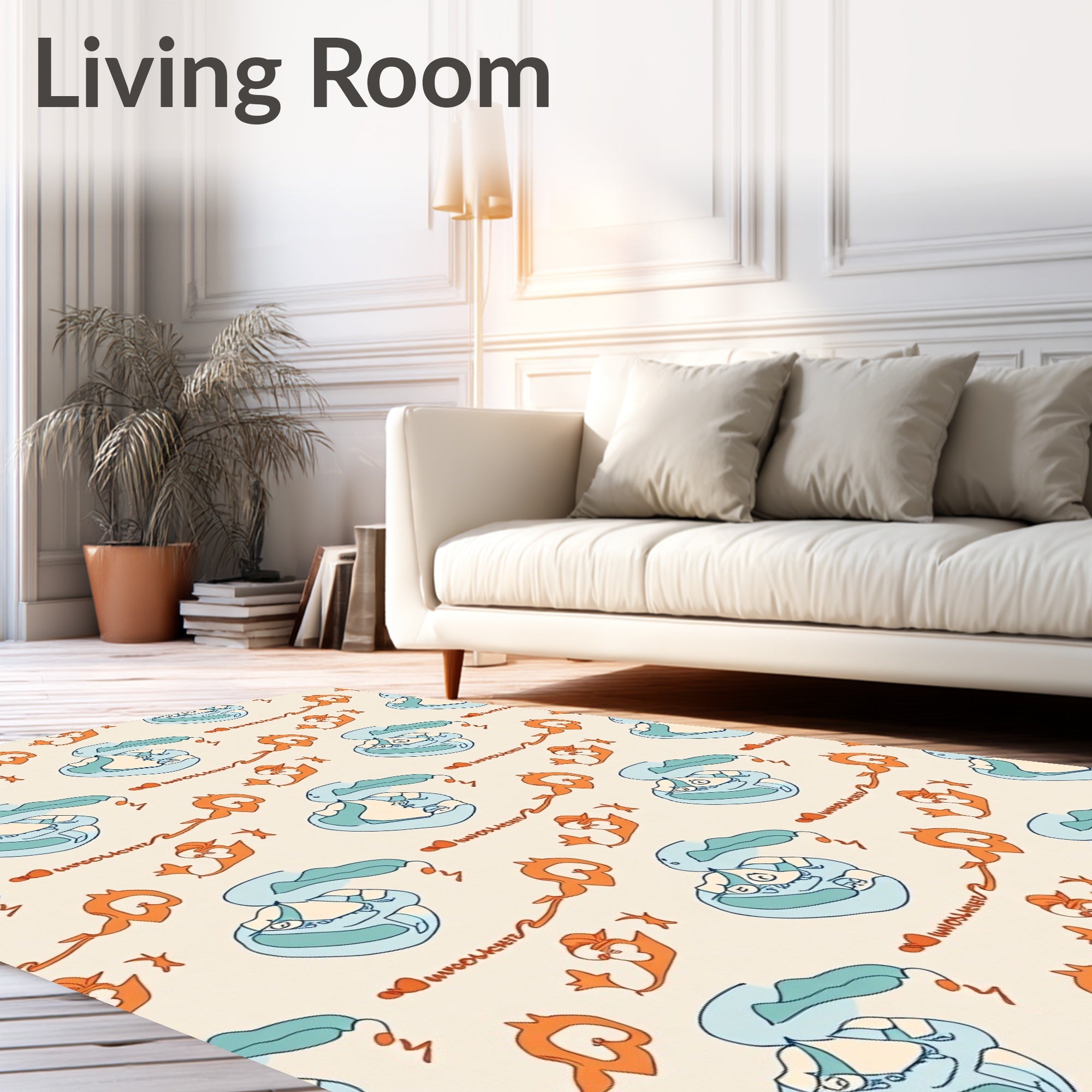 Whimsical Creature Heart Pattern Rug