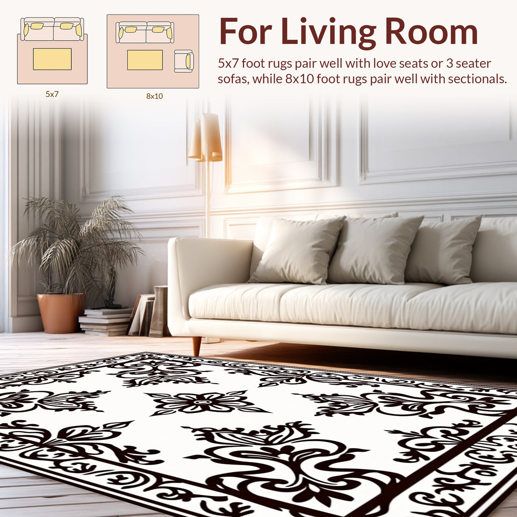 Classic Floral Swirl Border Rug