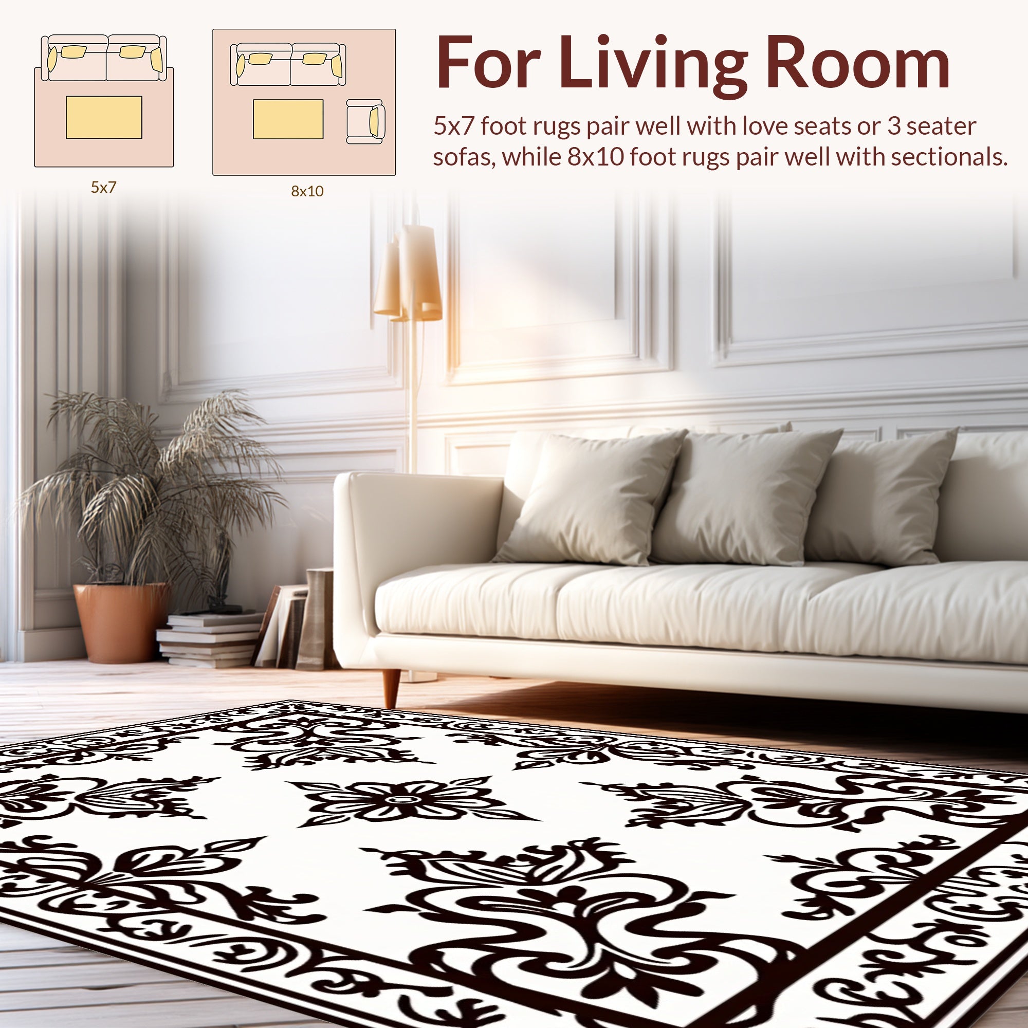 Classic Floral Swirl Border Rug
