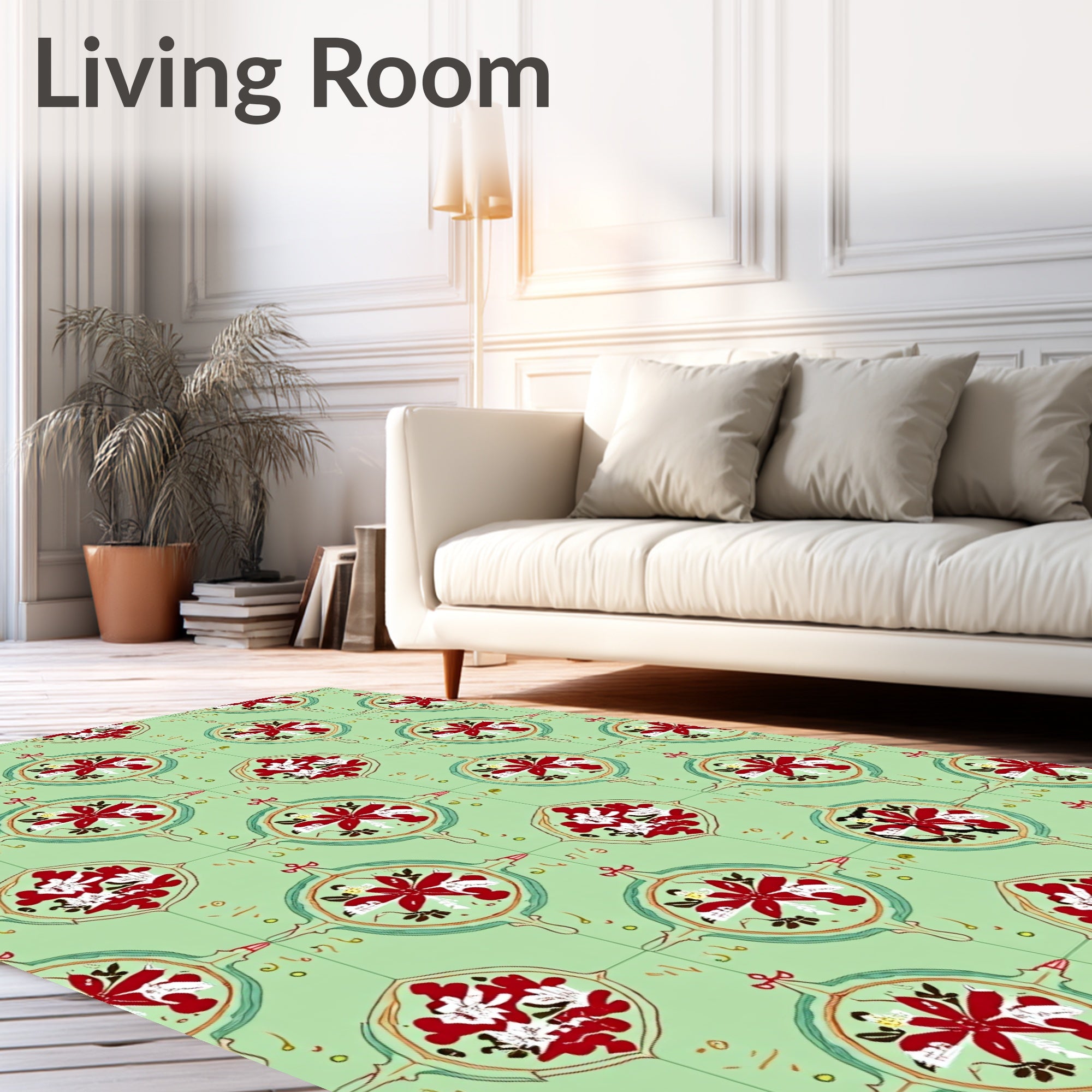 Whimsical Floral Medallion Pattern Rug