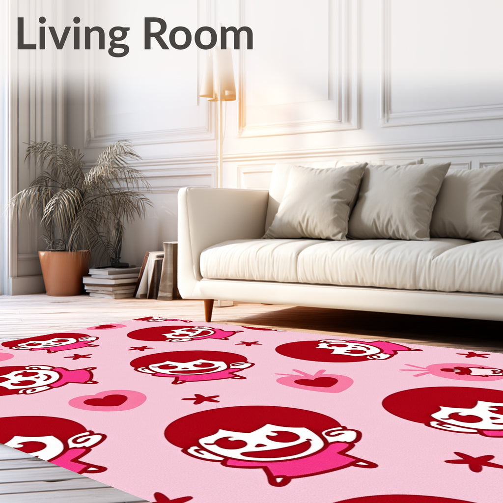 Playful Characters Hearts Pattern Rug