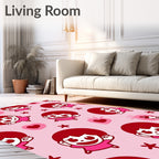 Playful Characters Hearts Pattern Rug