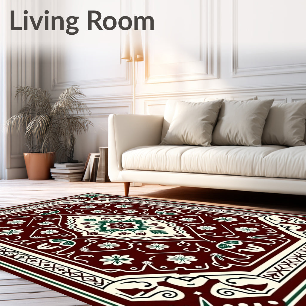 Intricate Floral Crested Geometric Design Rug