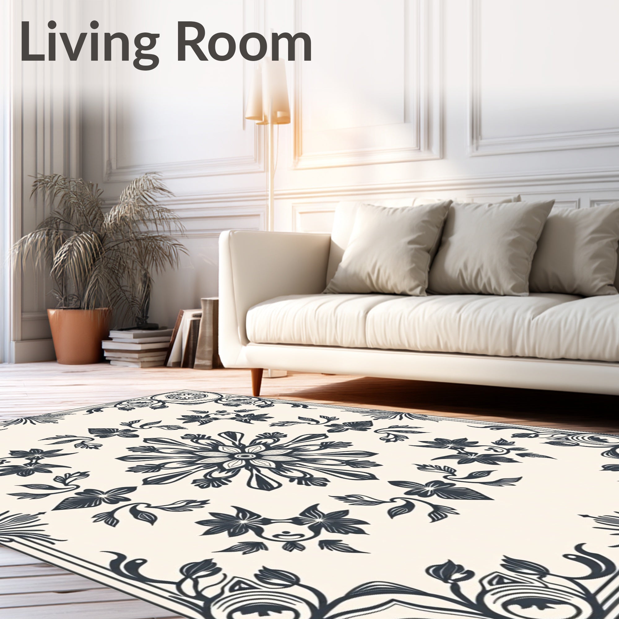 Ornate Floral Swirl Decorative Rug