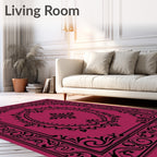 Elegant Black Scrollwork Medallion Design Rug