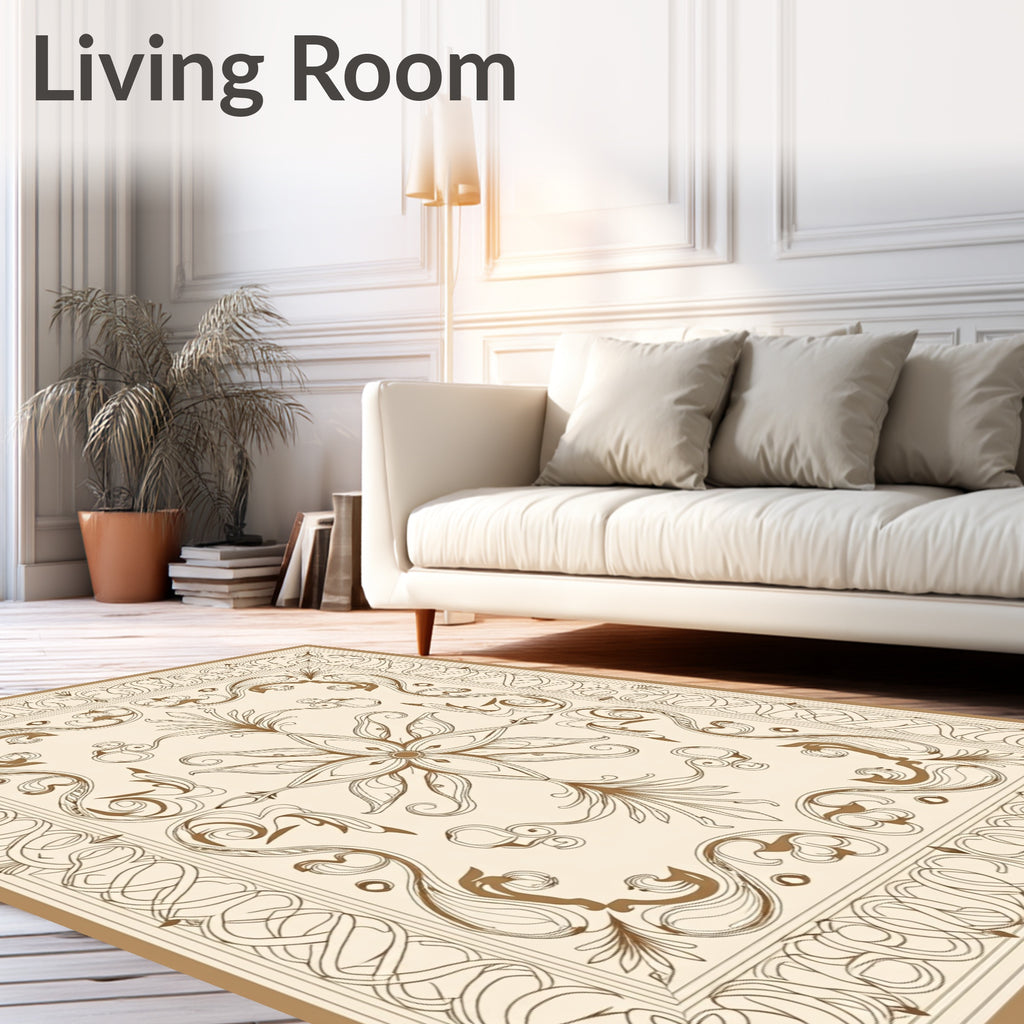 Classical Floral Scrollwork Square Pattern Rug