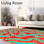 Vibrant Wavy Line Art Design Rug