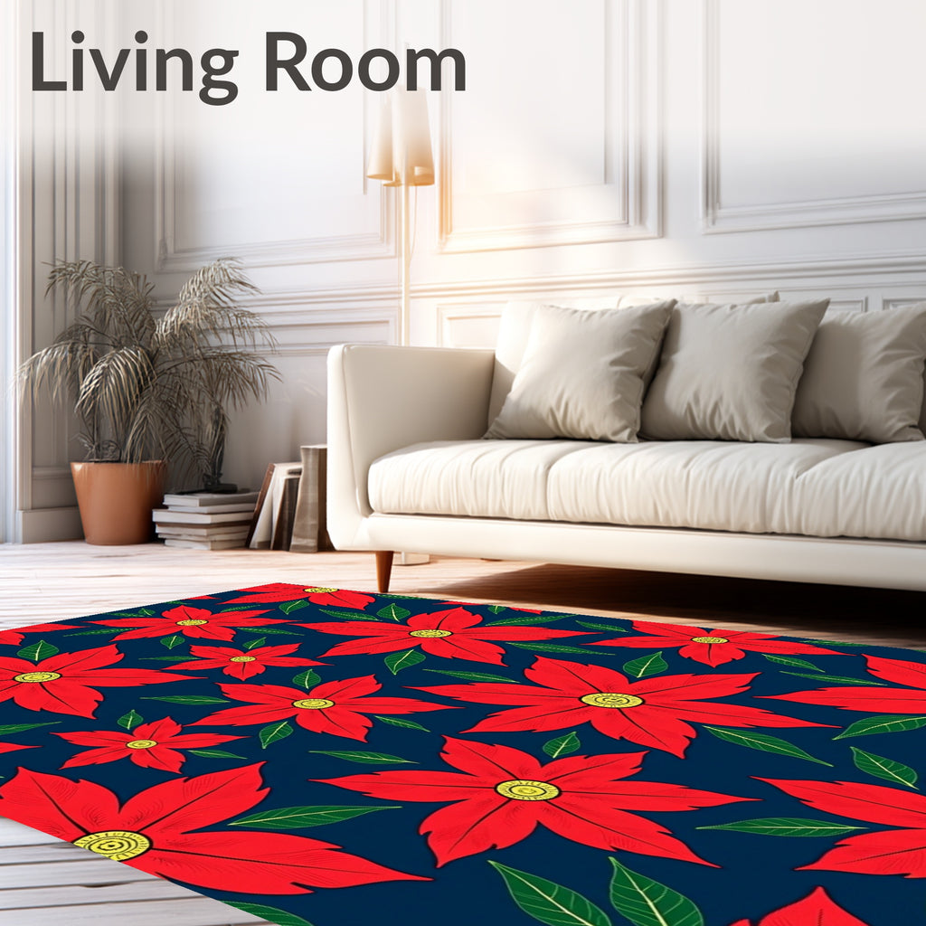 Bold Red Floral Pattern Design Rug