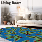 Festive Green Pine Sprigs Red Bows Rug